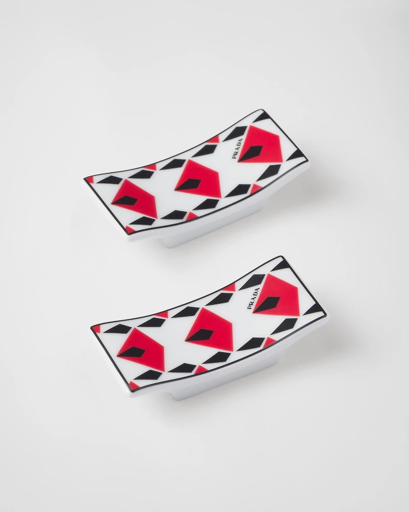 Set of two porcelain chopstick rests