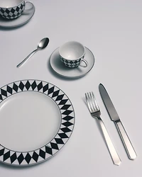 Set of two porcelain dessert plates - Checkerboard