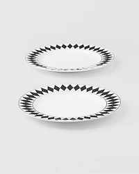 Set of two porcelain dessert plates - Checkerboard