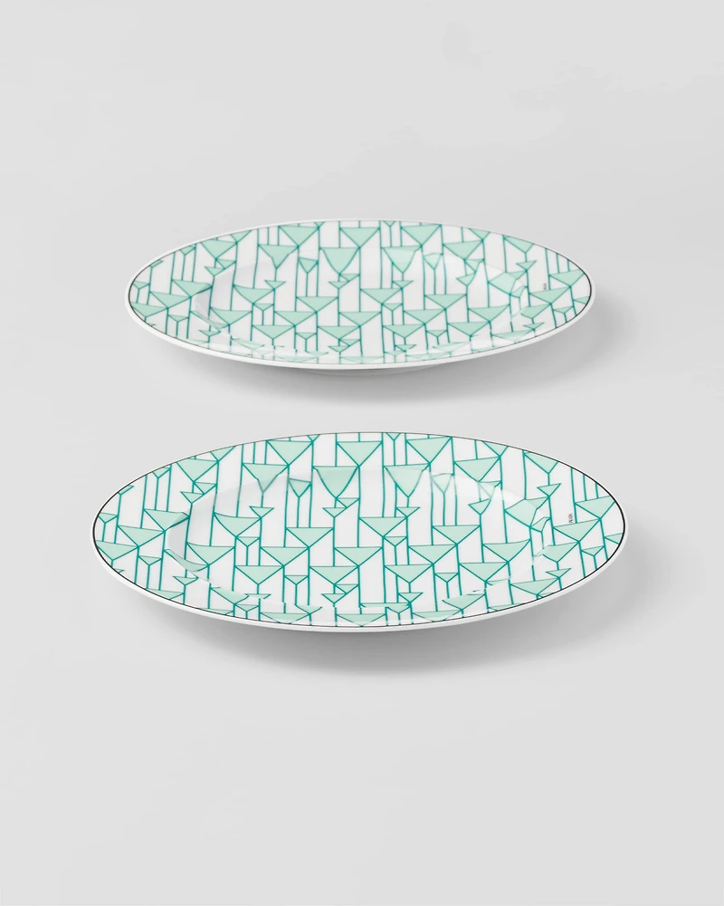 Set of two porcelain dessert plates - Vienna Green