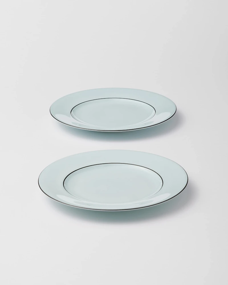 Set of two porcelain bread plates - Celadon