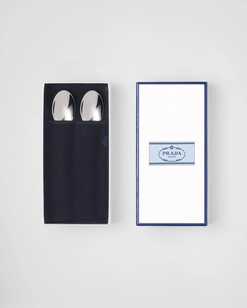 Set of two stainless steel coffee spoons