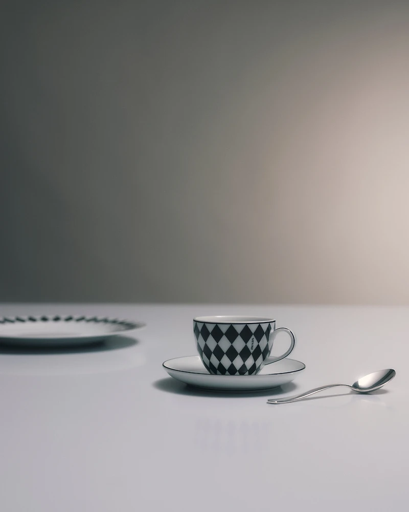 Set of four porcelain espresso cups - Checkerboard