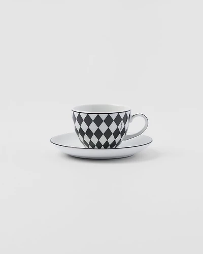 Set of four porcelain espresso cups - Checkerboard