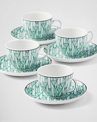 Set of four porcelain espresso cups - Vienna Green