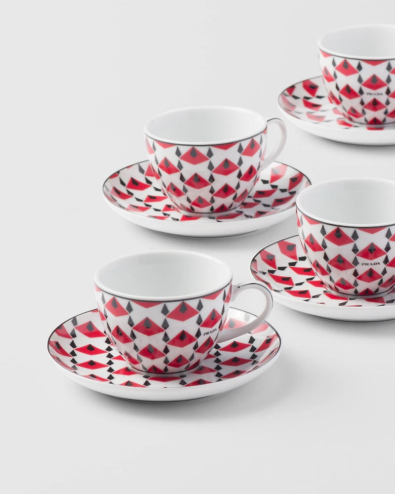 Set of four porcelain espresso cups