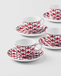Set of four porcelain espresso cups