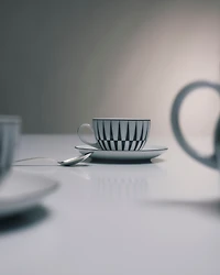 Set of two porcelain tea cups - Stripes