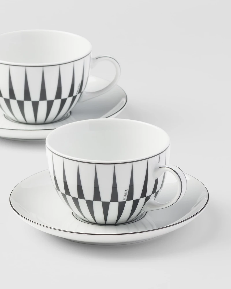 Set of two porcelain tea cups - Stripes