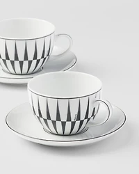 Set of two porcelain tea cups - Stripes
