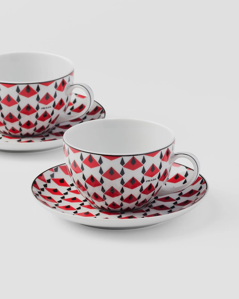 Set of two porcelain tea cups