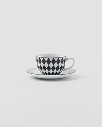 Set of two porcelain cappuccino cups - Checkerboard