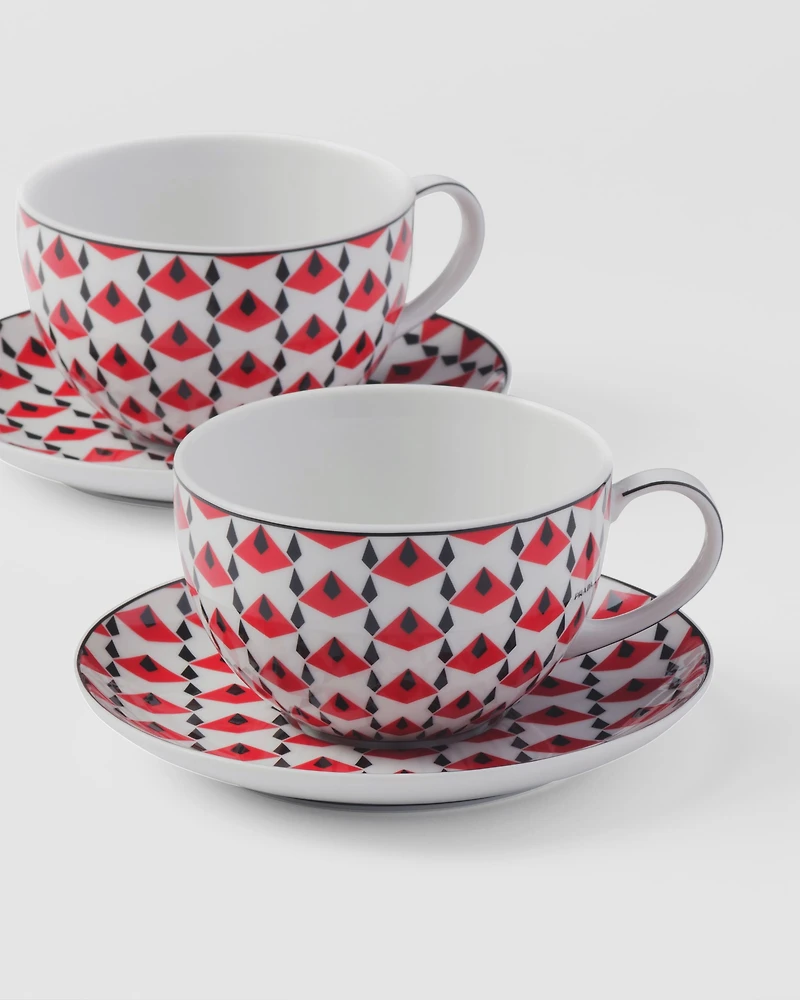 Set of two porcelain cappuccino cups - Vienna Red