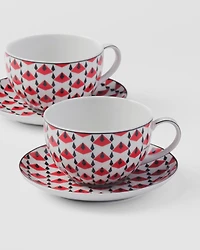 Set of two porcelain cappuccino cups - Vienna Red