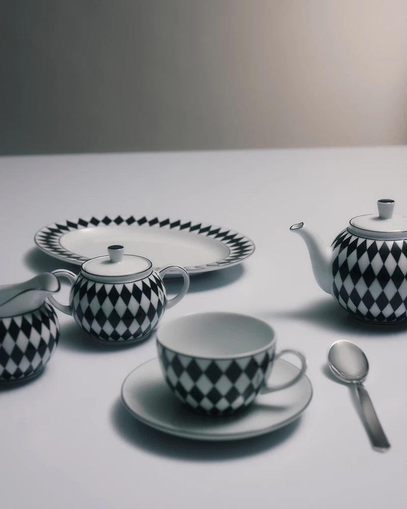 Porcelain milk jug and sugar bowl set - Checkerboard 