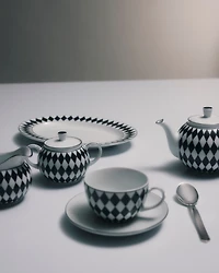 Porcelain milk jug and sugar bowl set - Checkerboard 