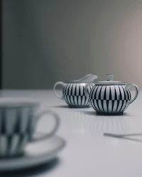 Porcelain milk jug and sugar bowl set - Stripes