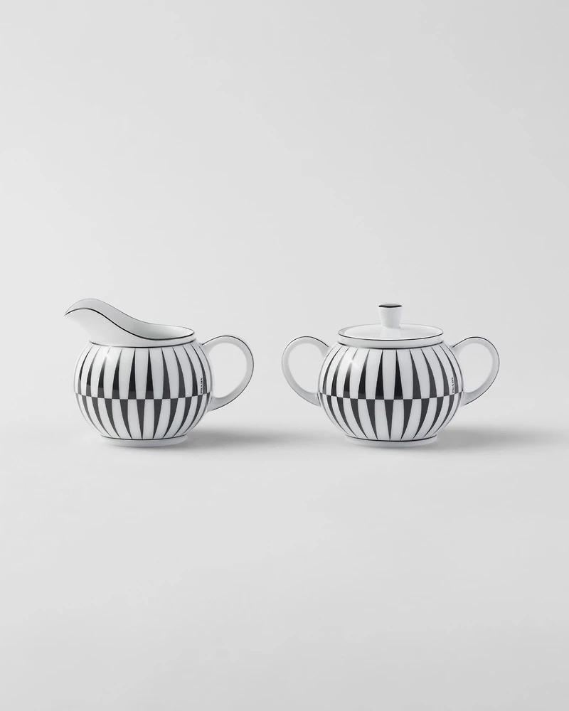 Porcelain milk jug and sugar bowl set - Stripes