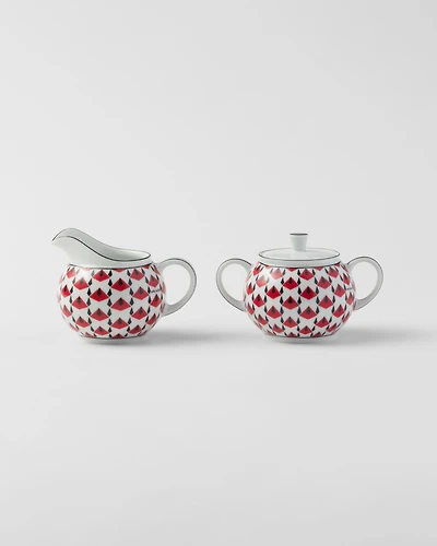 Porcelain milk jug and sugar bowl set - Vienna Red