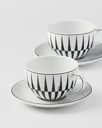 Set of two porcelain cappuccino cups - Stripes