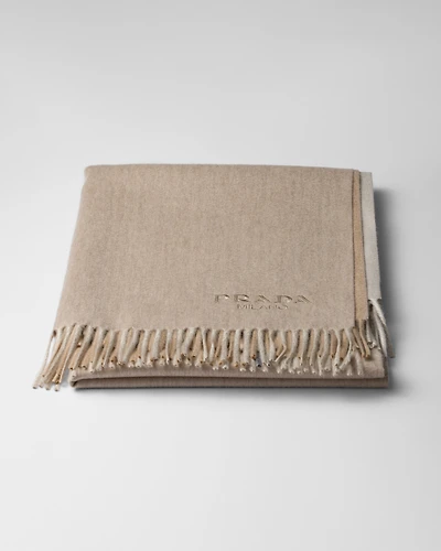 Two-tone cashmere and wool throw