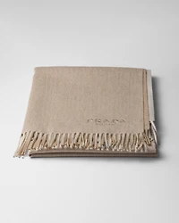 Two-tone cashmere and wool throw