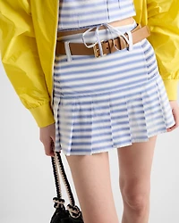 Striped poplin miniskirt