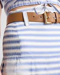 Striped poplin miniskirt