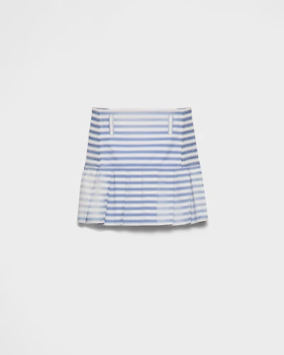 Striped poplin miniskirt