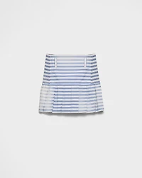 Striped poplin miniskirt