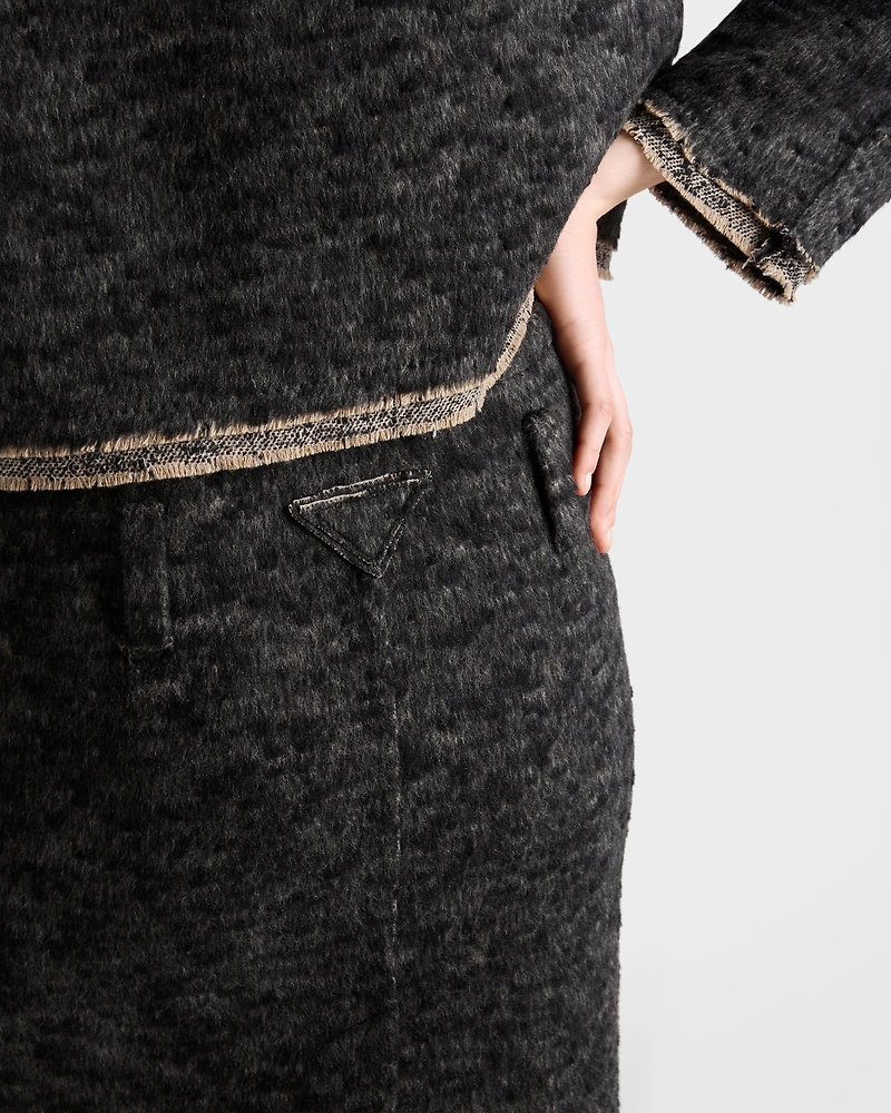 Double tweed midi-skirt