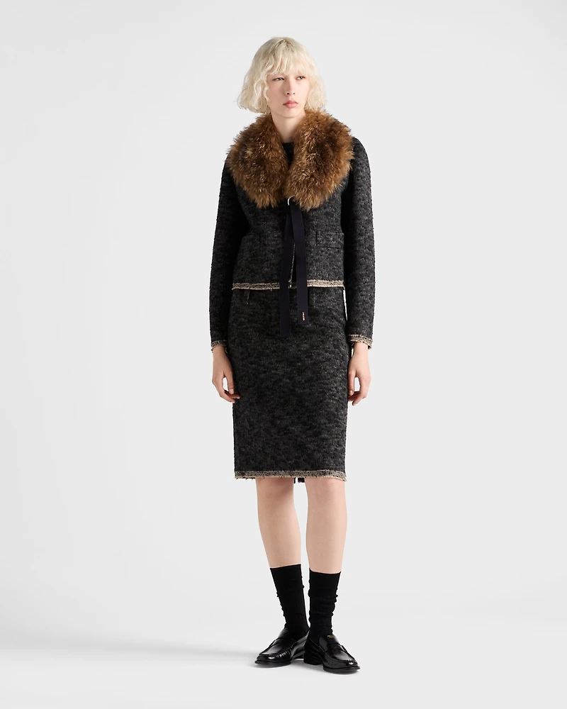 Double tweed midi-skirt