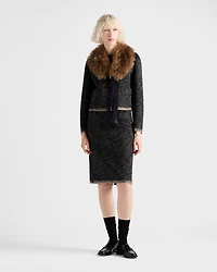 Double tweed midi-skirt