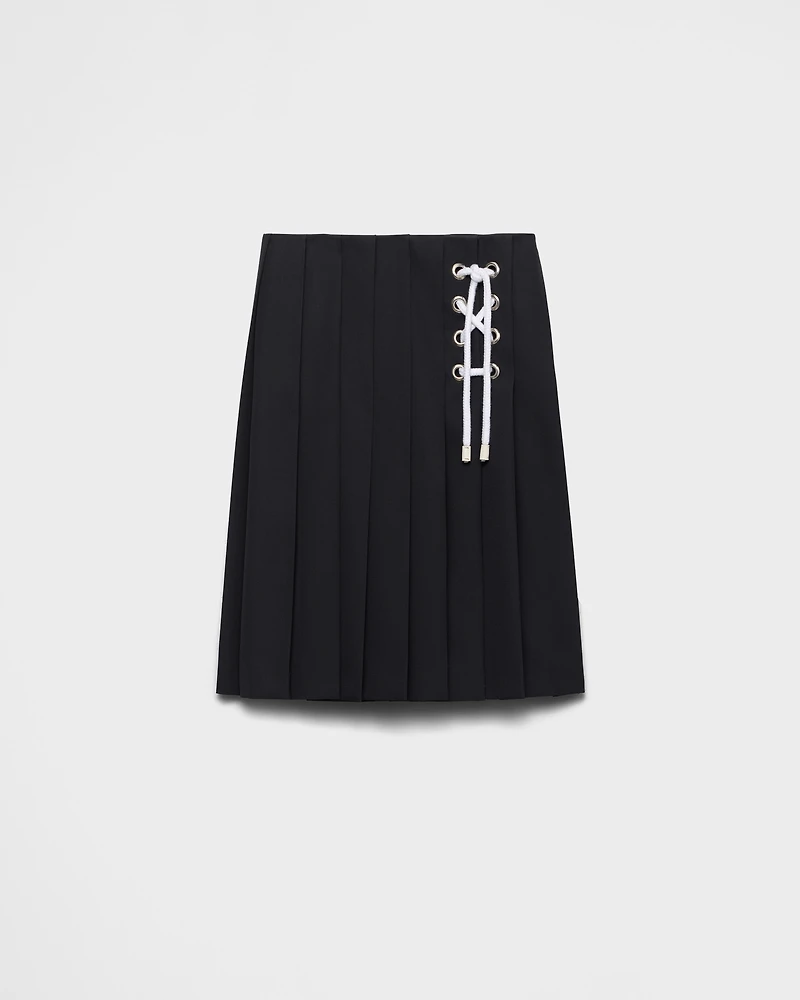 Pleated gabardine midi-skirt