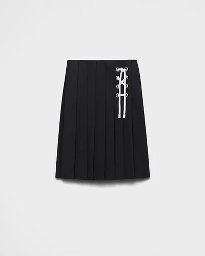 Pleated gabardine midi-skirt