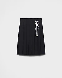 Pleated gabardine midi-skirt