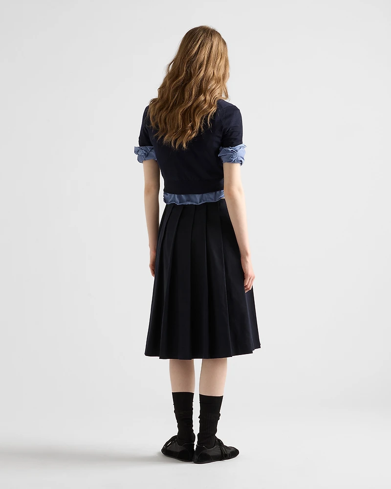 Pleated stretch drill skirt