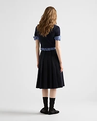 Pleated stretch drill skirt