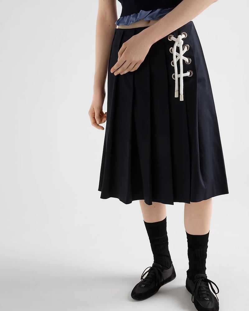 Pleated stretch drill skirt