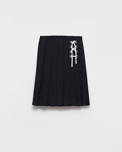 Pleated stretch drill skirt