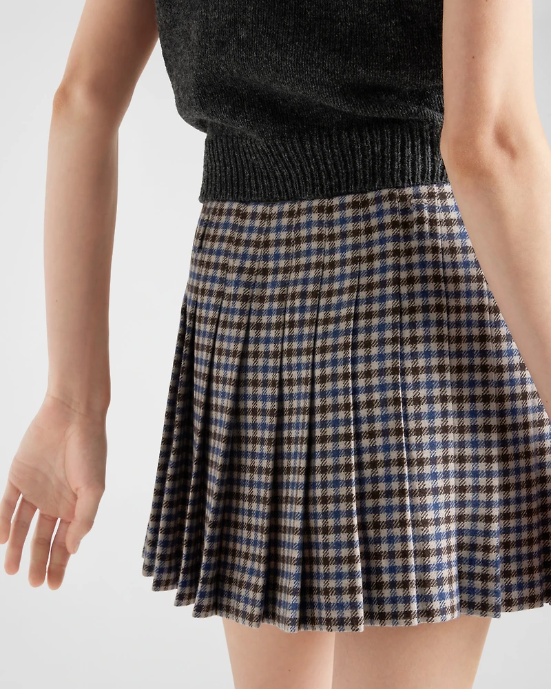 Checked wool miniskirt