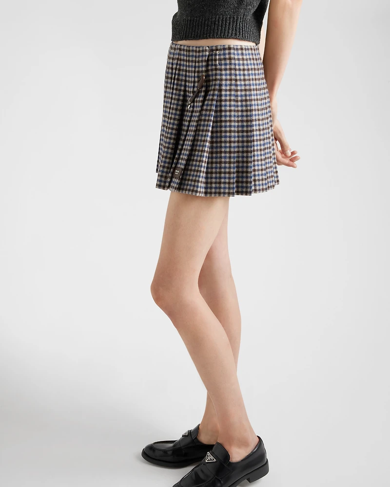 Checked wool miniskirt