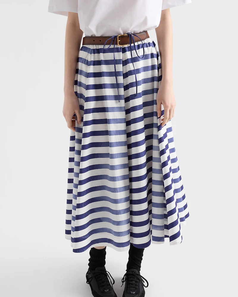 Striped old poplin full skirt