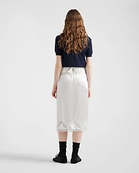 Embroidered satin skirt