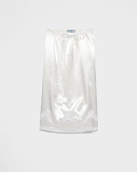 Embroidered satin skirt