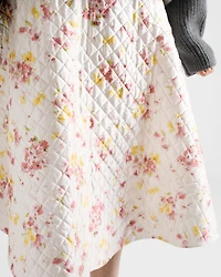 Floral print quilted satin circle skirt