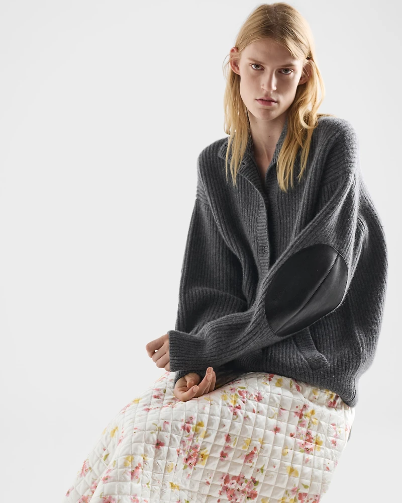 Floral print quilted satin circle skirt