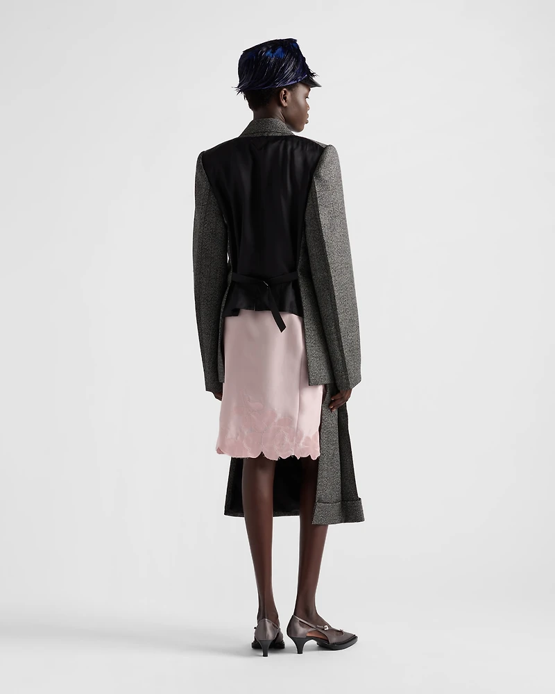 Mouliné wool midi-skirt