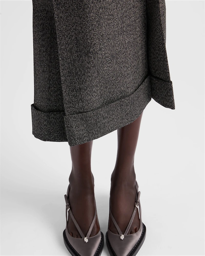 Mouliné wool midi-skirt