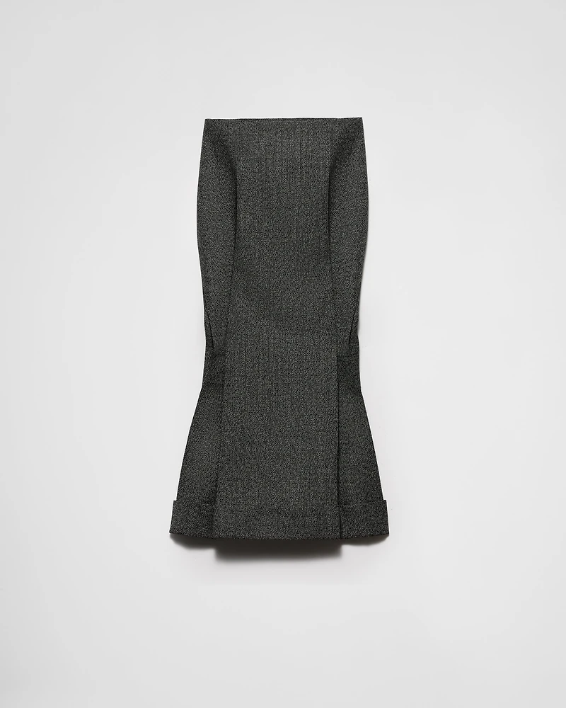 Mouliné wool midi-skirt